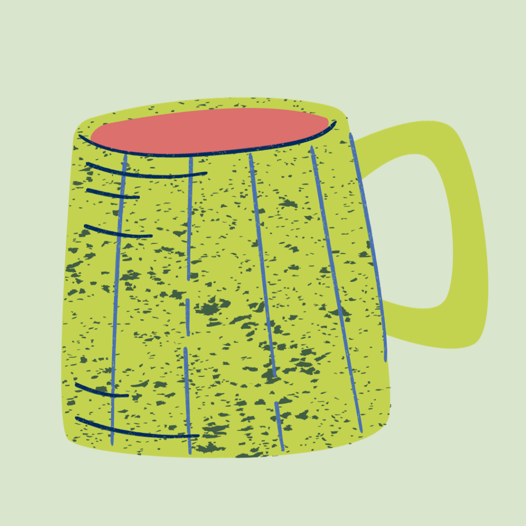 A graphic of a lime green mug
